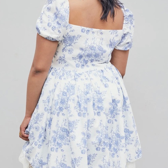 Cider Toile de Jouy Puff Sleeve Mini Dress - Picture 3 of 3